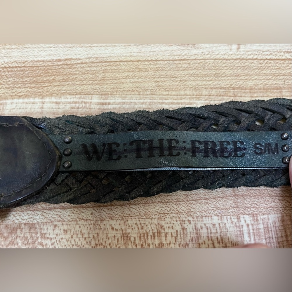 Free People We The Free Braided Leather Brix Belt Brownish Dark Green S/M NWOT - Picture 6 of 13